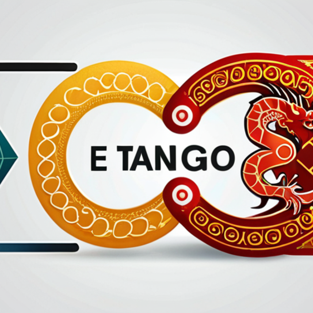 A dynamic, abstract visual representing the global e-commerce landscape. On one side, elements of Western efficiency and speed, such as sleek lines, minimalist design, and an arrow symbol, intertwine with symbols of Eastern cultural depth and community-centric commerce, like intricate patterns, a subtle dragon motif, or mobile payment icons. The composition should suggest a harmonious yet active "tango" between these two philosophies, creating a new, evolving digital marketplace.