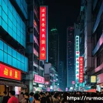 Home 20 홍콩과 마카오의 문화적 차이 - A vibrant night scene of Hong Kong’s Central district featuring towering modern glass skyscrapers il...