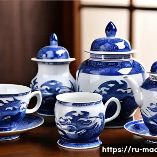 Home 30 한자 공예품과 기념품 쇼핑 - A finely crafted Chinese porcelain tea set from Jingdezhen, featuring delicate hand-painted motifs o...
