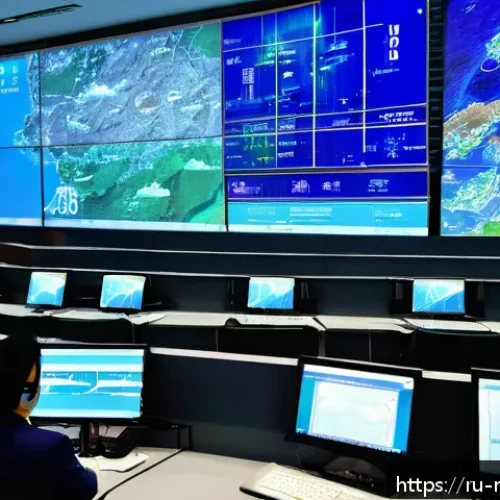 Home 17 마카오의 자연재해와 예방책 - A modern urban disaster monitoring center in Macau featuring large digital screens displaying real-t...